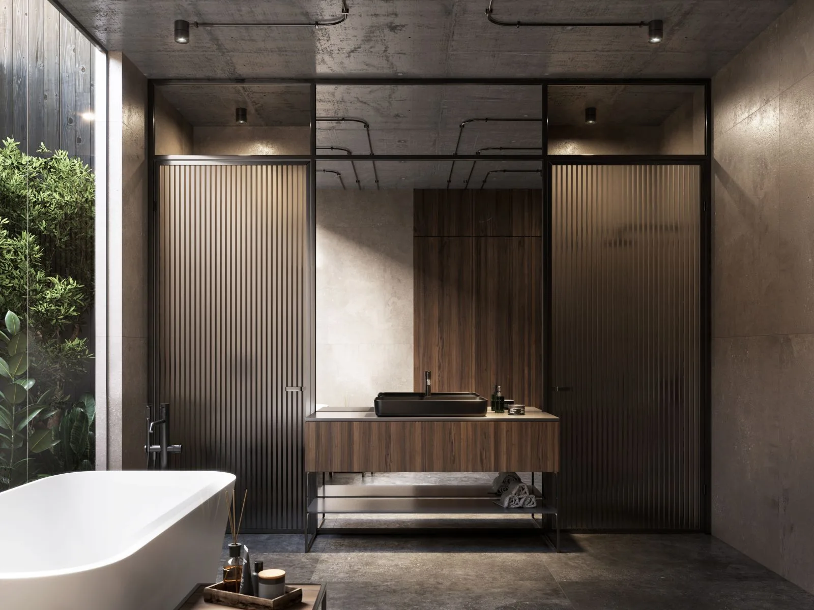 kamienna wanna wolnostojąca w projekcie łazienki