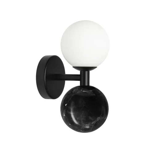 Volterra Kinkiet Palla spell noir / black marble / opal white glass