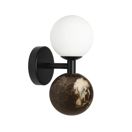 Volterra Kinkiet Palla spell noir / grey marble / opal white glass