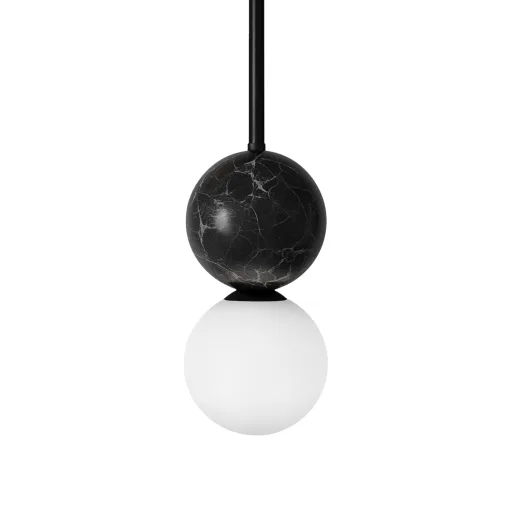 Volterra Lampa wisząca Bicora spell noir / black marble / opal white glass