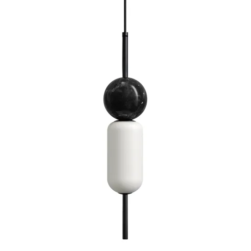 Volterra Lampa wisząca Biforma spell noir / black marble / opal white glass