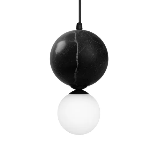 Volterra Lampa wisząca Otto spell noir / black marble / opal white glass