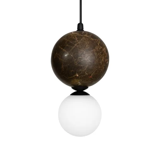 Volterra Lampa wisząca Otto spell noir / grey marble / opal white glass