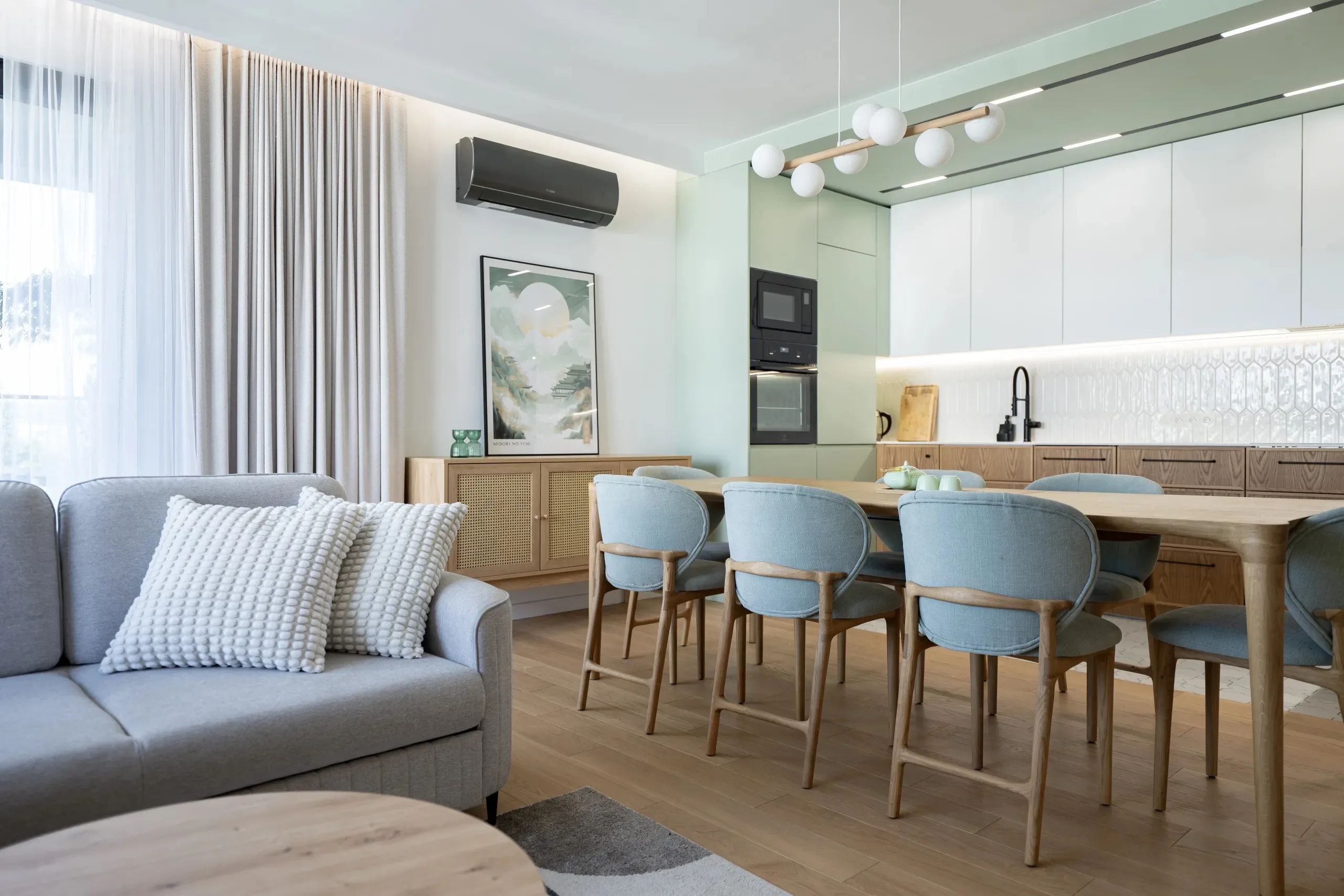 miętowo drewniana kuchnia