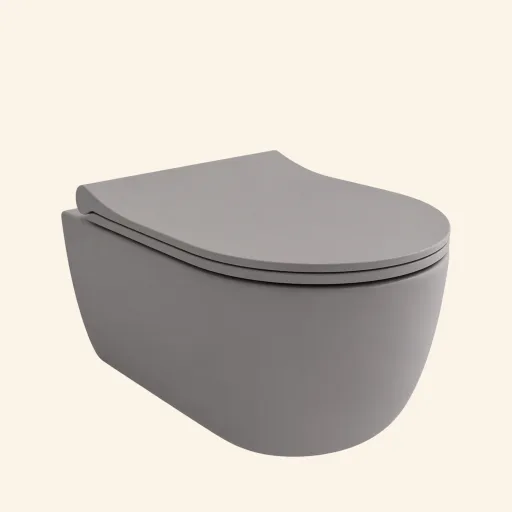 Dolomiti Miska WC wisząca 49 z deską wolnoopadającą szary mat