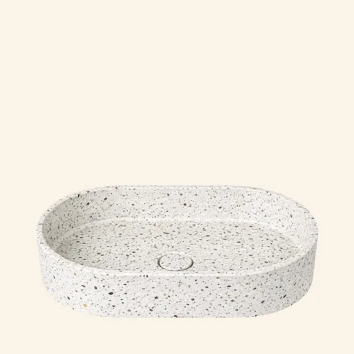 Konkrit Umywalka nablatowa 60x35x12 White Terazzo